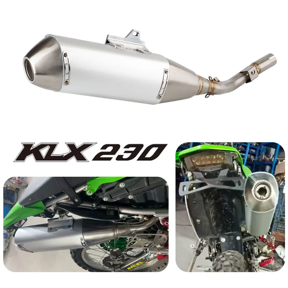 Motorcycle exhaust system muffler For Kawasaki KLX230L KLX230R 2020-2023 KLX230 exhaust with link pipe  klx230 muffler