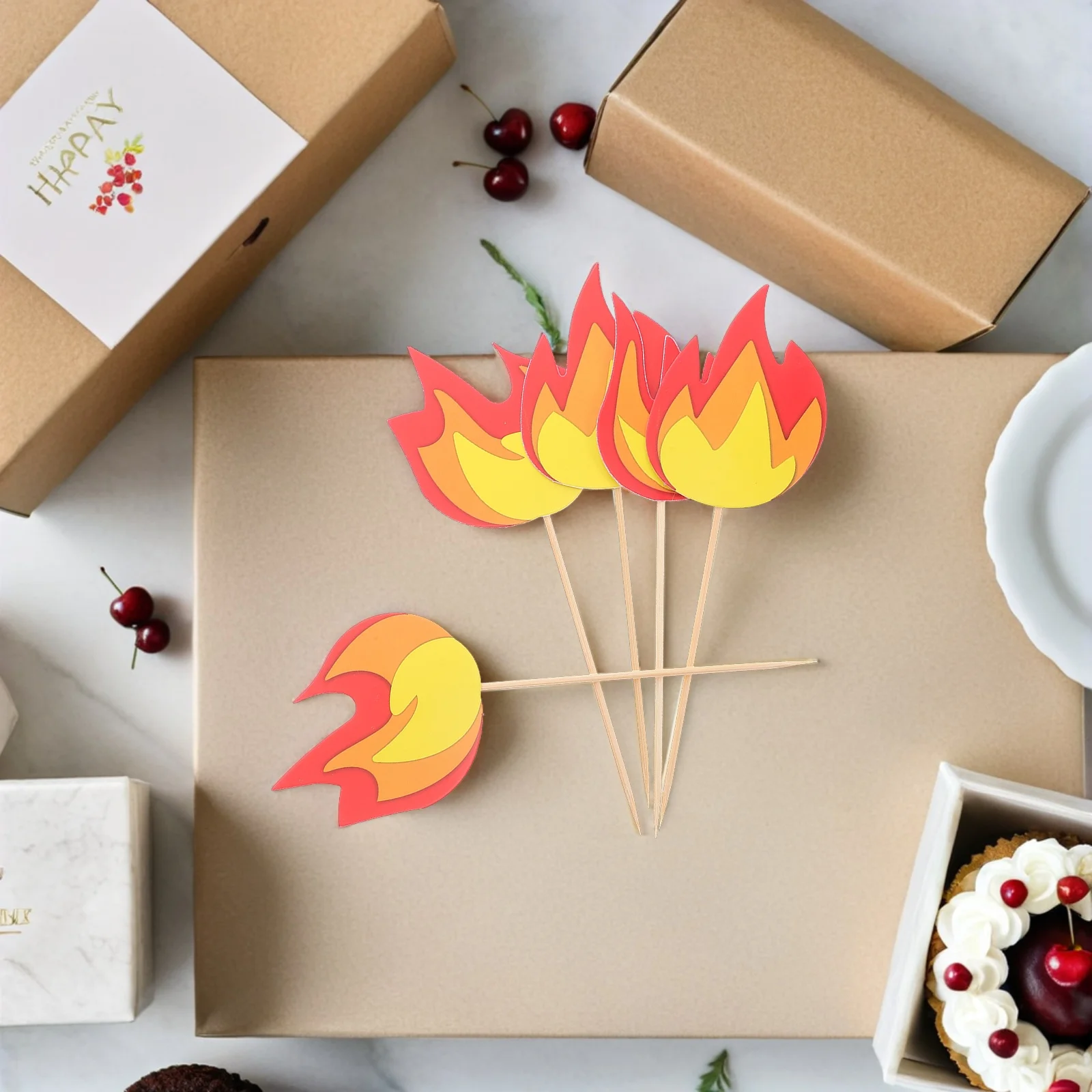 

10Pcs Fire Engine Cake Toppers - Intricate Firetruck Cupcake Decor for Birthday Desserts - Fire Fighting Theme Party Accessories