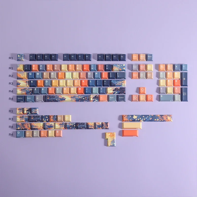 

Механическая клавиатура по индивидуальному заказу, материал PBT, оригинальная высота, процесс сублимации, колпачок со звездой подводной лодки.