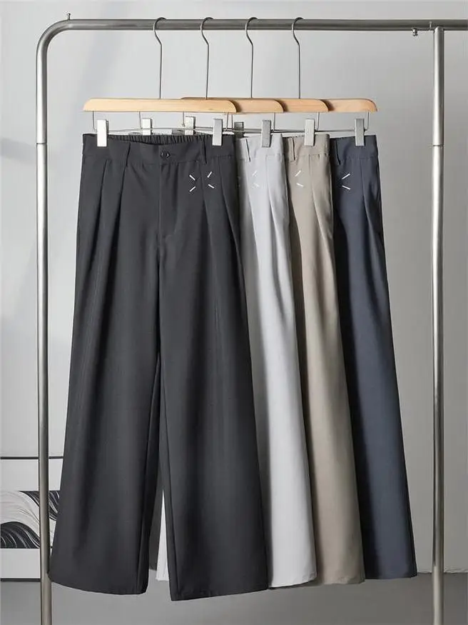 Men's Casual Business Pants Draped Loose Large Size Anti-Wrinkle Straight Leg Trousers for Spring Autumn CleanFit Style