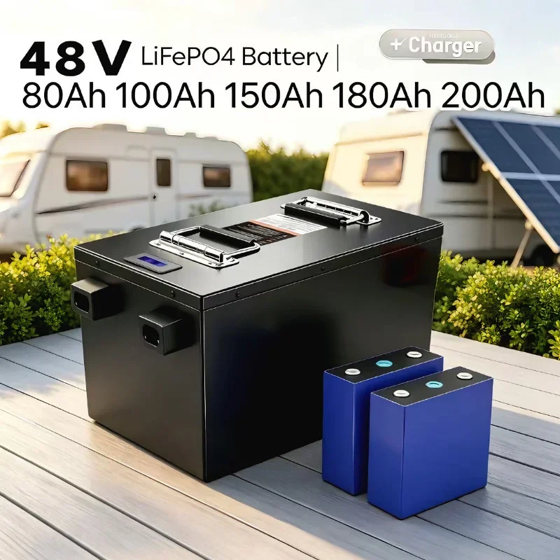 .48V 80-200Ah Li-ion Battery Built-in 14S BMS Deep Cycle For Solar Storage Golf Cart RV Camper Marine Trolling Motor UPS Off-Gri