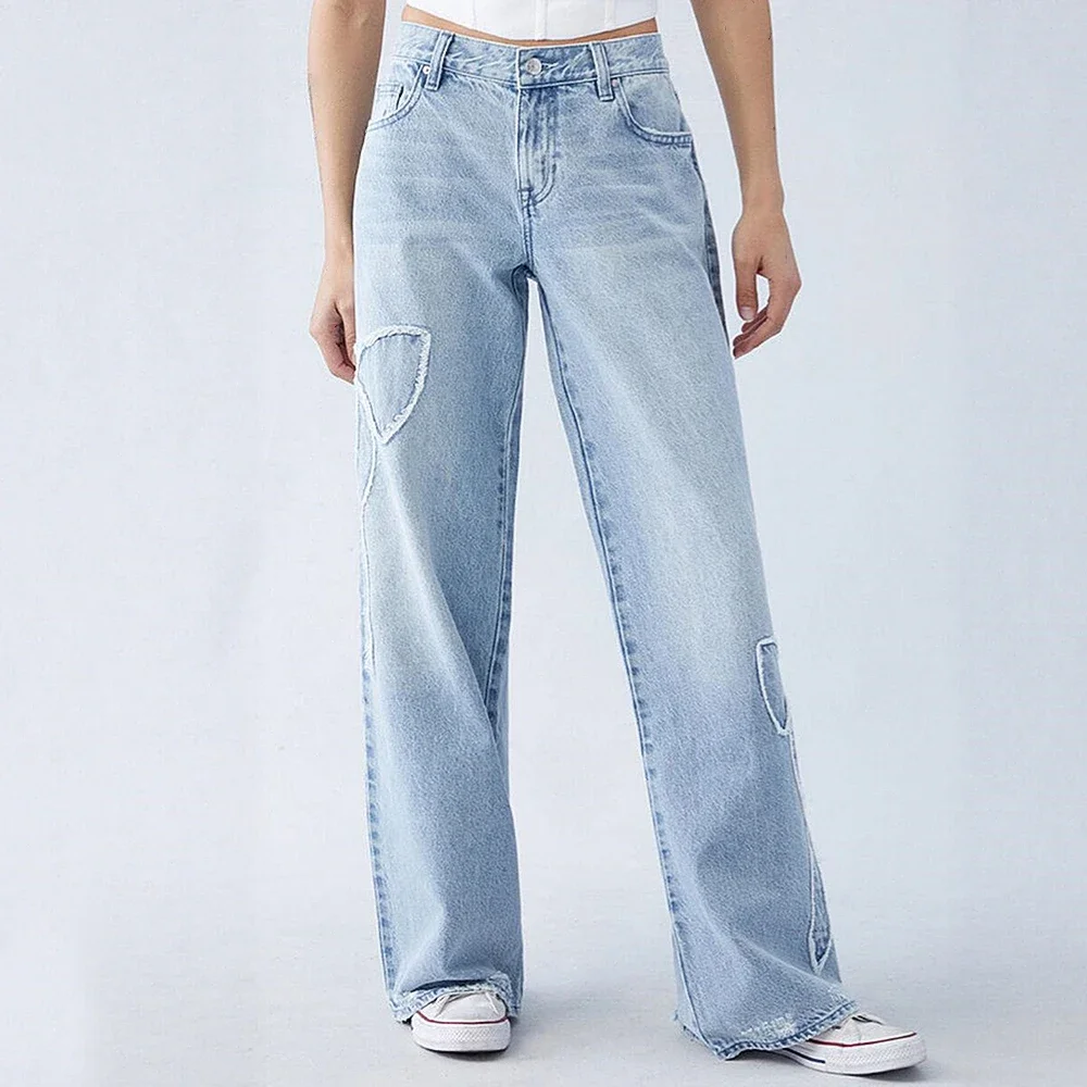 

Jeans Summer Fashion Casual Solid Color Front Button Pocket High Waist Full Length Straight Woman Clothing Jeans
