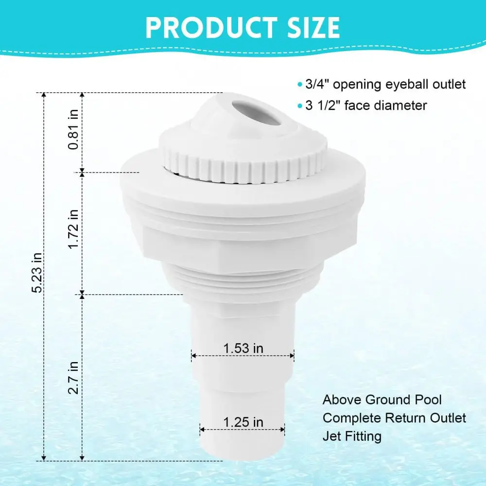 For Hayward SP1023 Swimming Pool Jet Fitting 1.5 Inch Adjustable Wall Return Massage Eye Inlet Flow Accessory