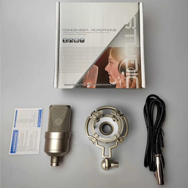 مجموعة ميكروفون استوديو احترافي للتسجيل ، مكثف ، بطاقة كمبيوتر ، بودكاست مباشر للألعاب ، صوت