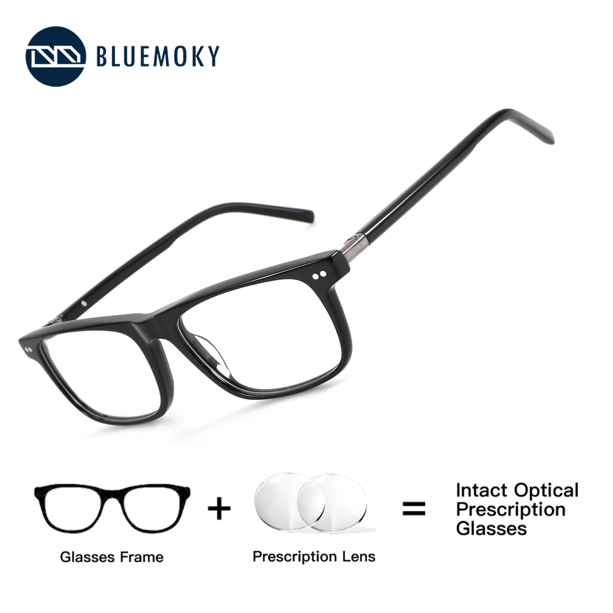 

BLUEMOKY Rectangle Acetate Prescription Eyewear Men's Glasses for Sight Photochromic Anti Blue Light Progressive Eyeglasses