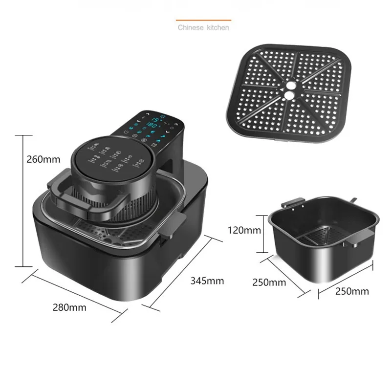 مقلاة هوائية ذكية منزلية متعددة الوظائف سعة 9 لتر مع حجز شاشة تعمل باللمس بسعة كبيرة، فرن منظور داخلي غير لاصق