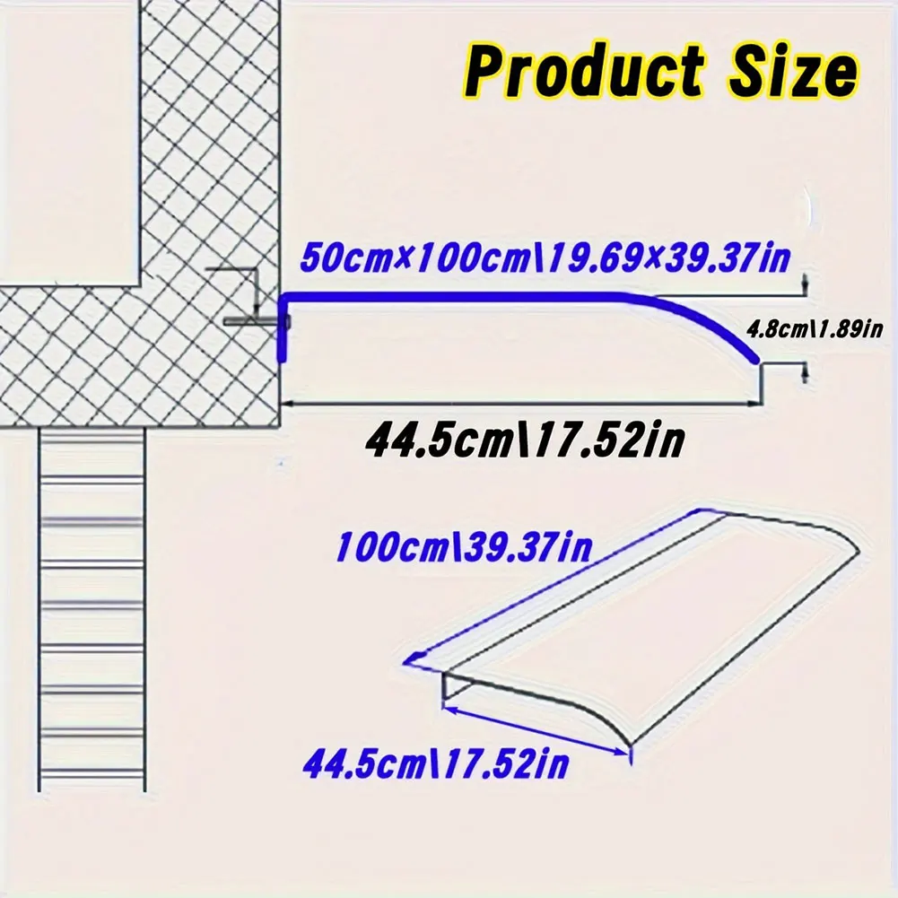 Window Door Awning Canopy Transparent Invisible UV Rain Protection Rain Shelter Cover No Bracket for Front Door Porch Patio Roof view 6