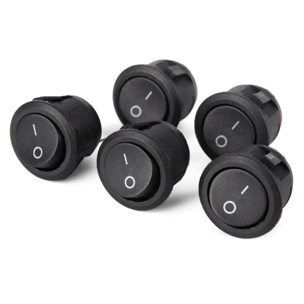 5PCS ON/OFF Round Rocker Switch MINI Toggle Switch 2 Pin SPST Push Button Switch 12V 24V 20MM with Wires for Auto Car Boat RV