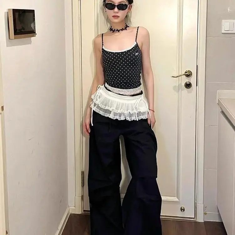 

Lace Mini Skirts Women Elegant Sweet Lolita Short Skirts High Waist Y2k Streetwear Ruffle Skirts Lace Trim Butt Curtain Skirt