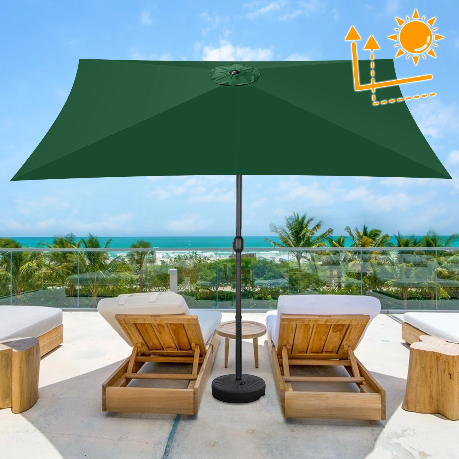 2x3m Outdoor Parasol Replacement Cloth without Stand Outdoor Garden Patio Banana Umbrella Cover Waterproof Sunshade Canopy