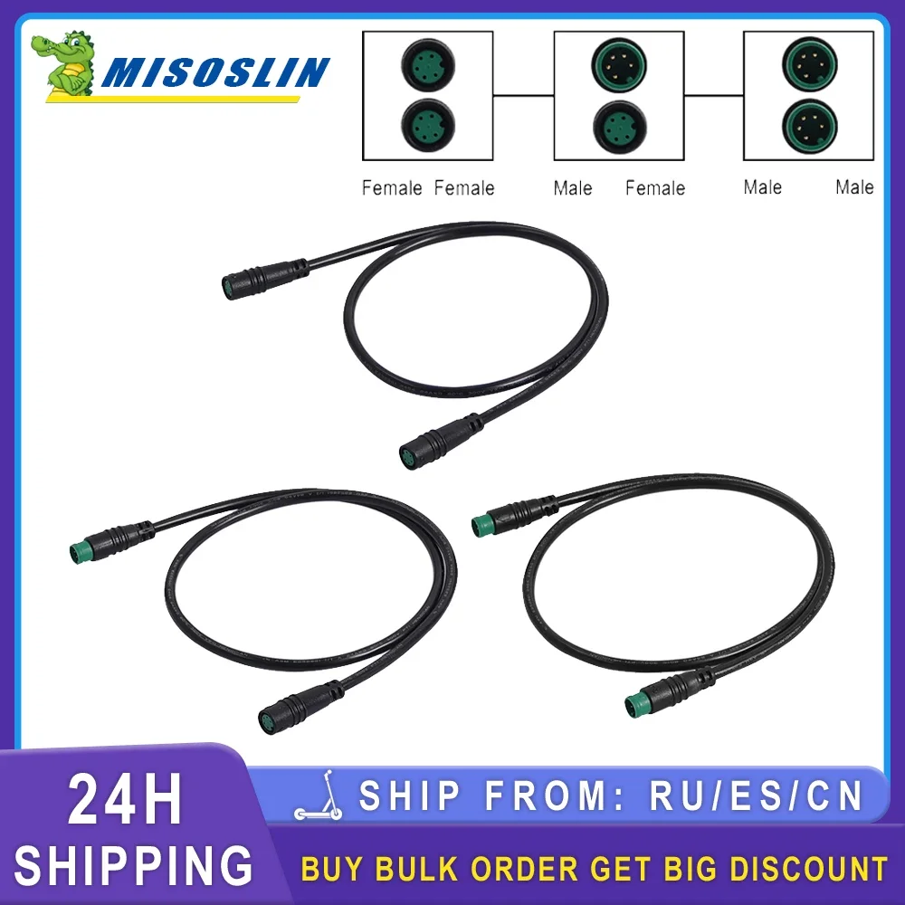 5Pin Electric Bike Mid Motor Extension Cable Waterproof Male To Female M/F Extension Cable for Bafang Display Extension Cables