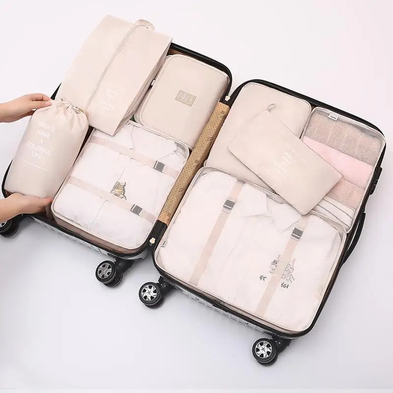 厚手トラベル収納バッグセット-荷物下着靴ネクタイバッグ8個セット-収納バッグセット特大容量オーガナイザー
