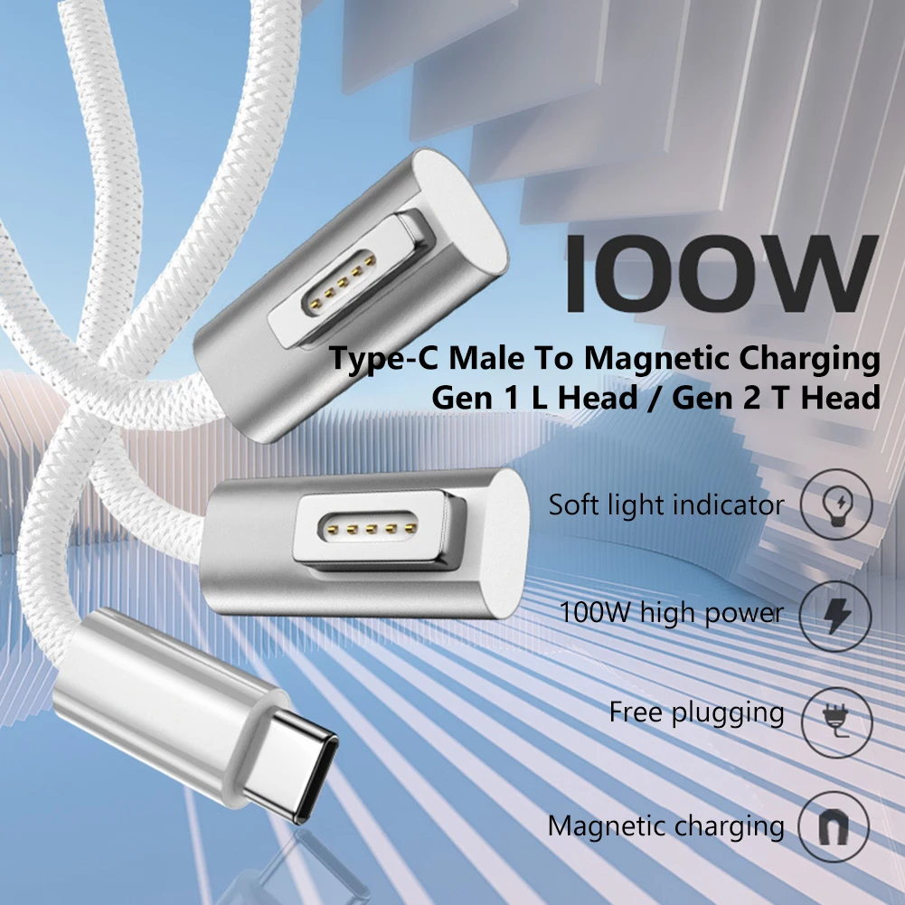 

Braided wire Type C to Magsafa 1/2 Cable Cord Adapter USB C PD 100W Quick Charge Cable For Apple MacBook Air/Pro Fast Charging