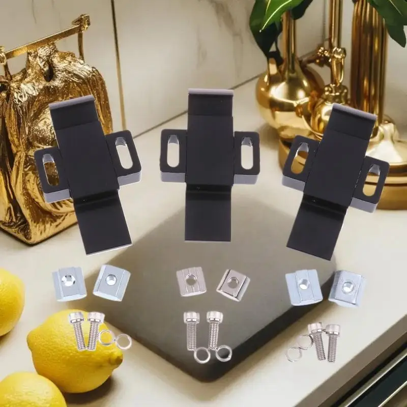 مجموعة متينة من قفل بمشبك باب من الألومنيوم الأسود وأجزاء تثبيت لمعايير الألومنيوم الأوروبية 3030 4040 4545