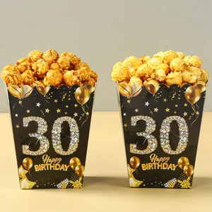 علبة فشار ورقي لعيد الميلاد ، أسود ، ذهبي ، 18 ، 21 ، 30 ، 40 ، 50 ، 60 سنة ، زخرفة ، مستلزمات حفلات الكبار ، صندوق علاج ، 6 قطع أعلى 8 مبيعات 60 يتوهم النساء - No8