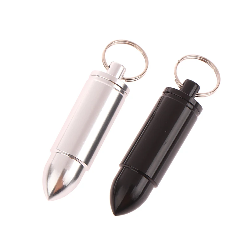 Bullet-llavero de Metal impermeable para exteriores, botella de medicina portátil, almacenamiento sellado, botella de Medicina de primeros auxilios, venta al por mayor