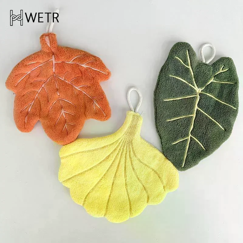 Soft Double-layer Leaf Style Hand Towel Thickened Absorbent Hanging Hand Cloth Speed Dry Handkerchief Rag