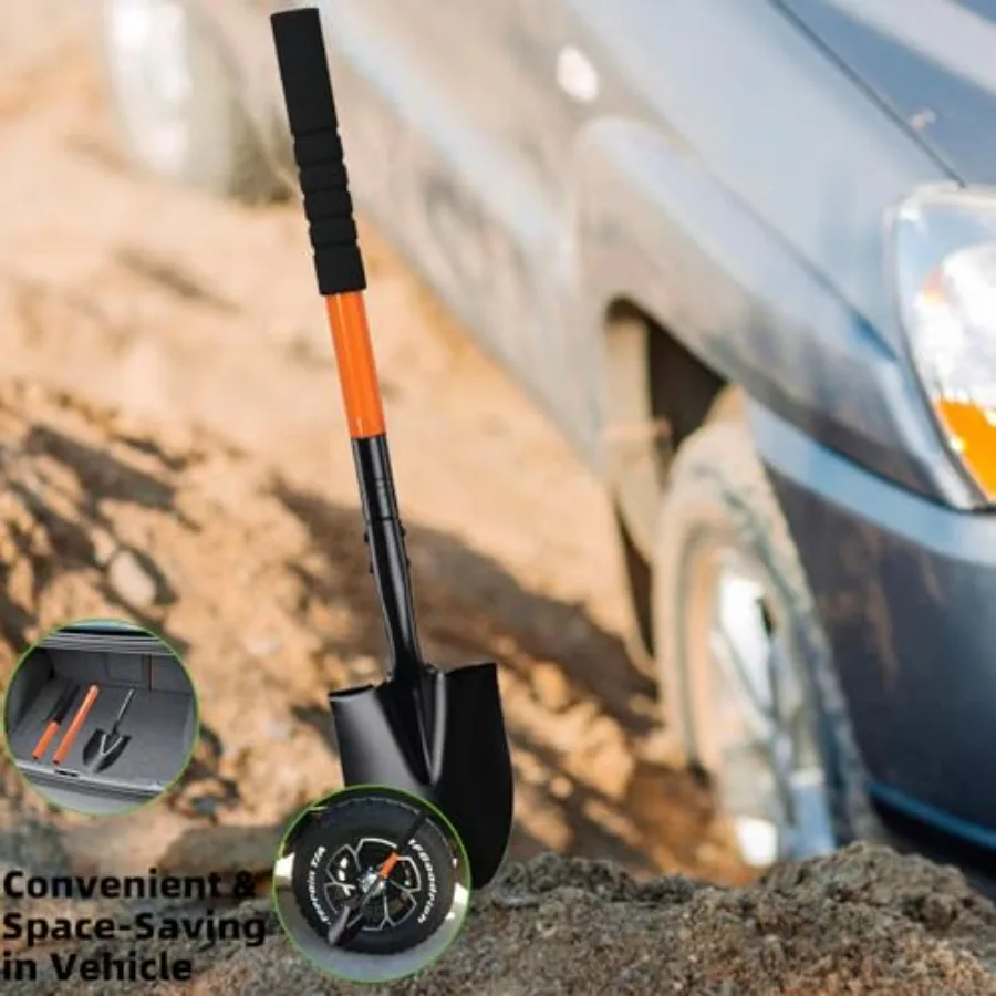 43,7 inch kleine spadeschep met robuust stalen handvat voor efficiënt graven in tuinieren, kamperen, tuinwerk en noodgevallen C