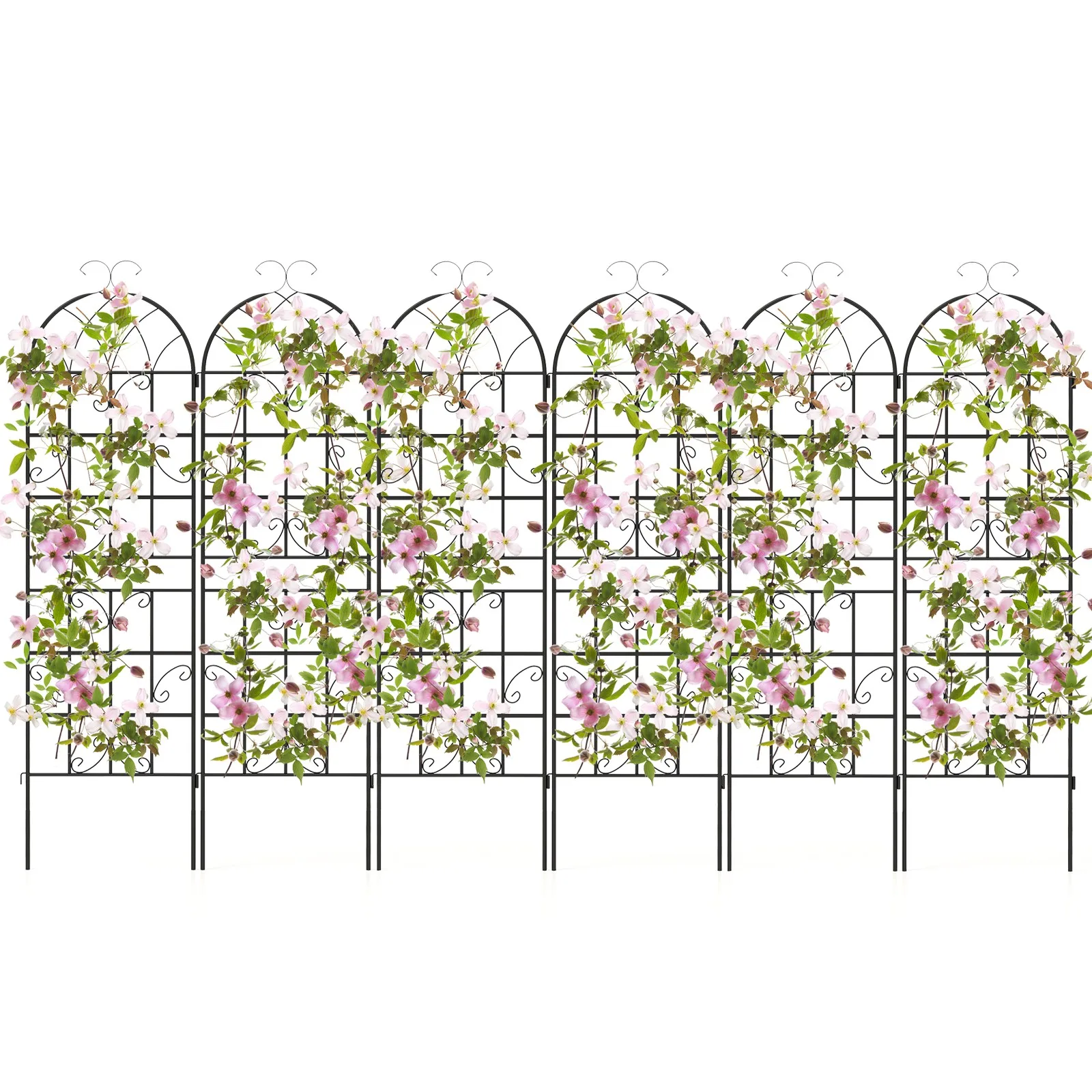 

71" Tall Metal Garden Trellis for Climbing Plants 6 Pack Fence Panels Retro