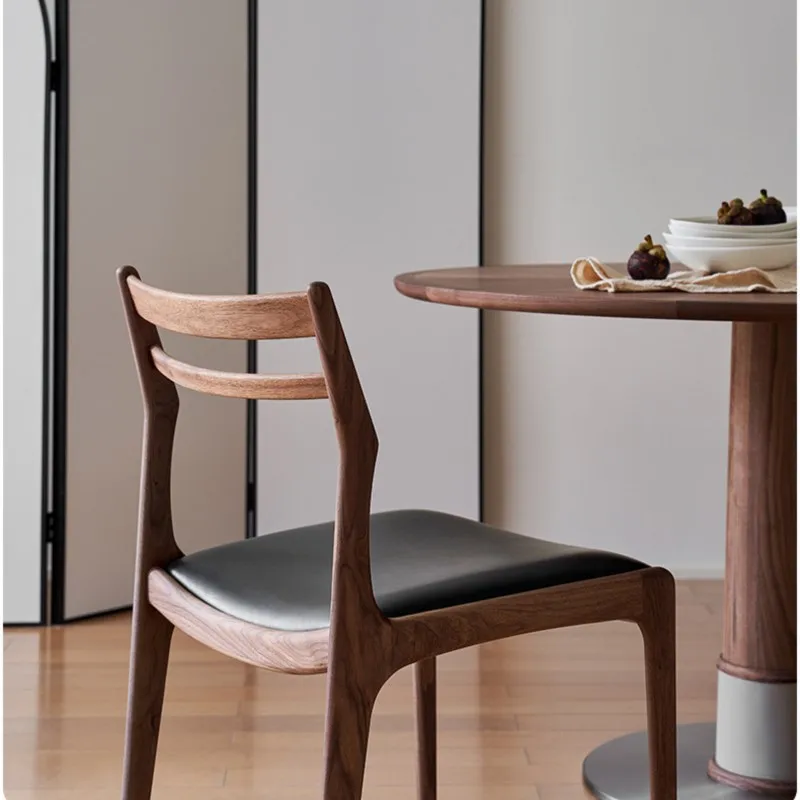 Modern Minimalist Walnut Dining Chair Light Luxury With Backrestsolid Wood Leisure Chair Italian Office Book Chair Furniture New