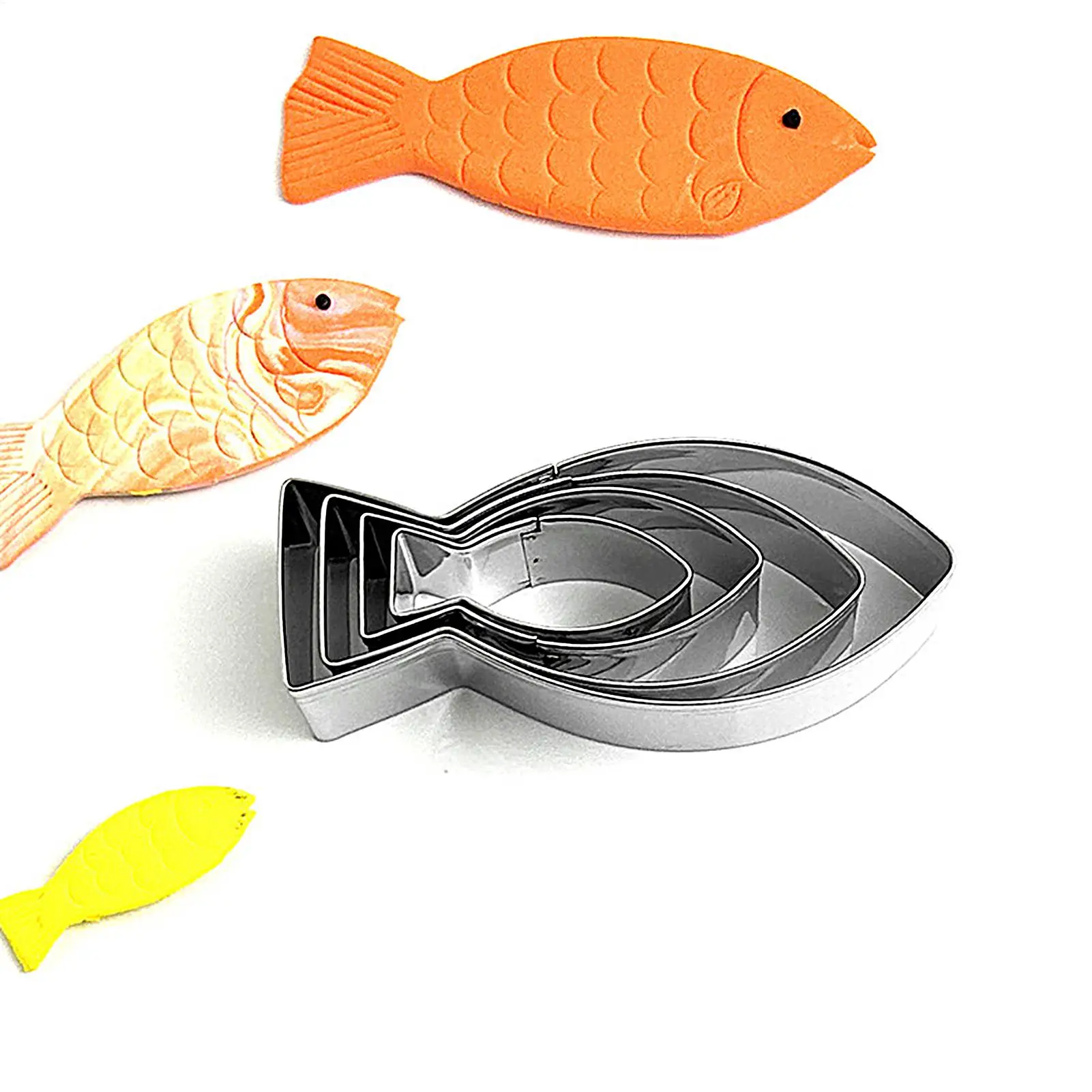 4Pcs Stainless Steel Fish Cookie Cutter Aquatic Animal Fish Molds Cake Pastry Fondant Decor Tools Baking Molds Clay Cutter