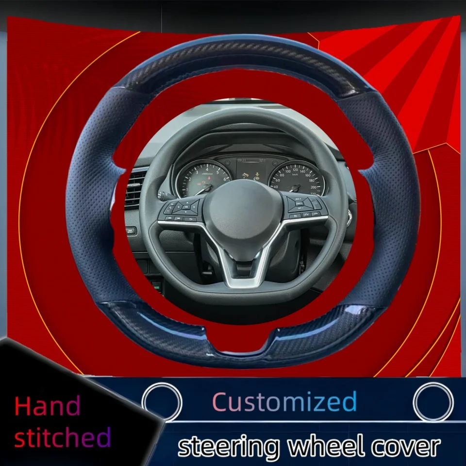 

Carbon Fiber Hand-stitched Leather Car Steering Wheel Cover For Nissan X-Trail 2017 Auto Interior Car Accessories