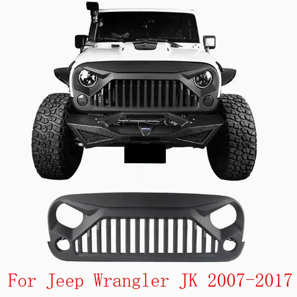 

J189 Grille Gladiator Front Grille Black Grill Front Grill ABS for Jeep Wrangler JK 2007-2017 LantSun