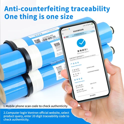 Imagen 2 del producto Cartucho de filtro de membrana Vontron RO purificador de agua purificador de agua RO 75G 100G 400G 600G membrana de ósmosis inversa Universal