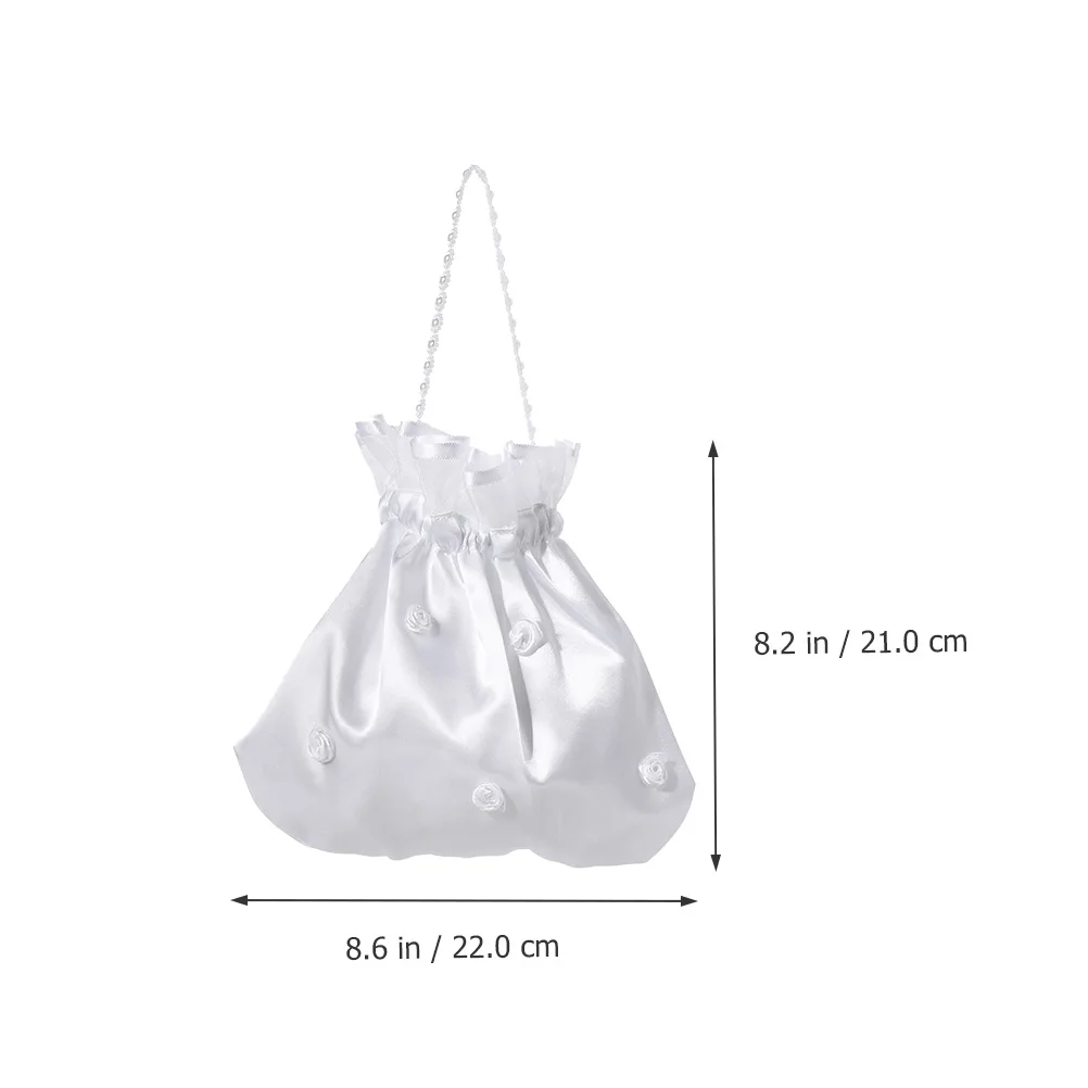 

2pcs White Bridal Drawstring Pocket Wedding Party Favor Pouches Fabric Lace Decorated Durable Gift Simple Creative