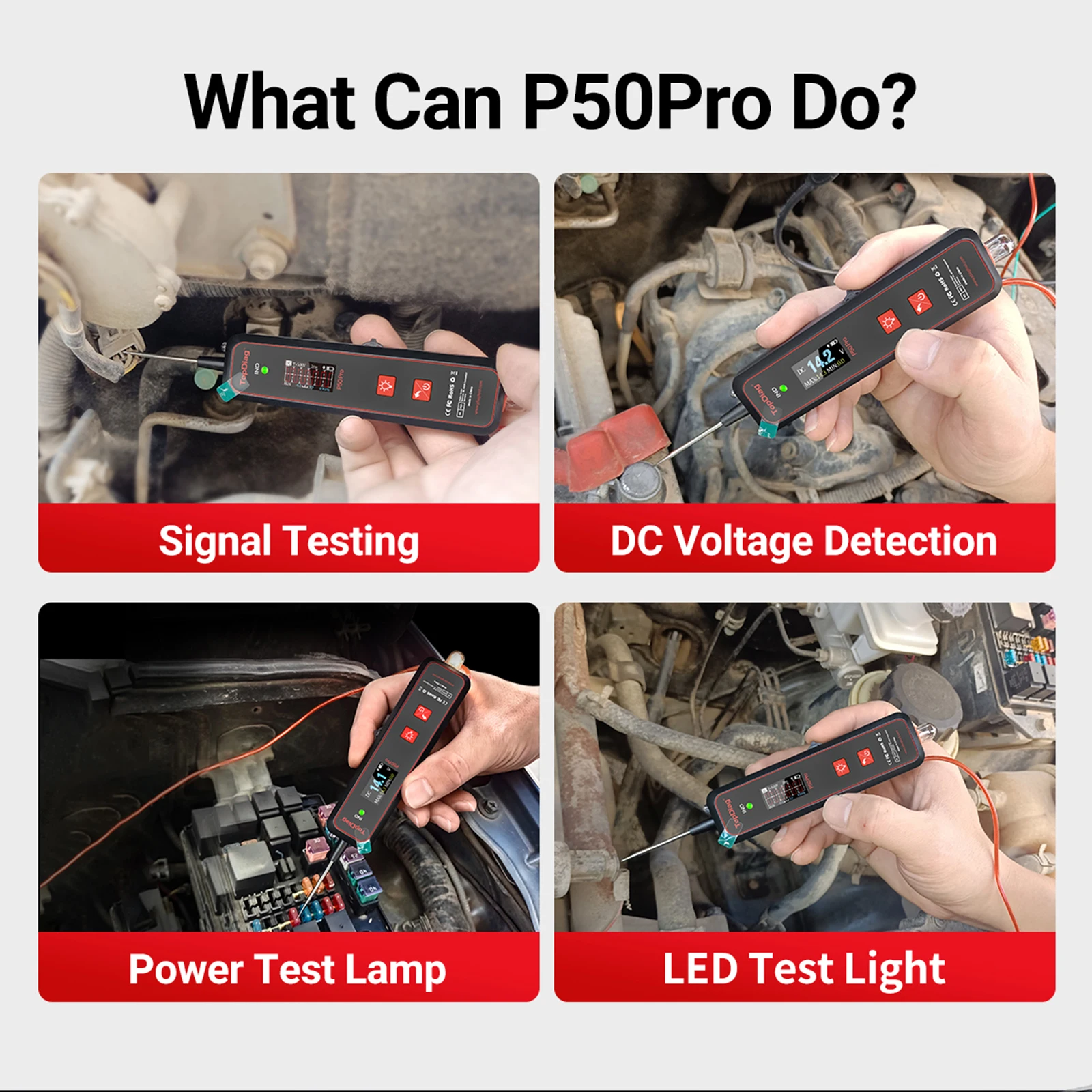 TopDiag p50pro Automotive Circuit Tester Power Circuit Probe Tester Mini Oscilloscope Signal AC DC LED Light Tester