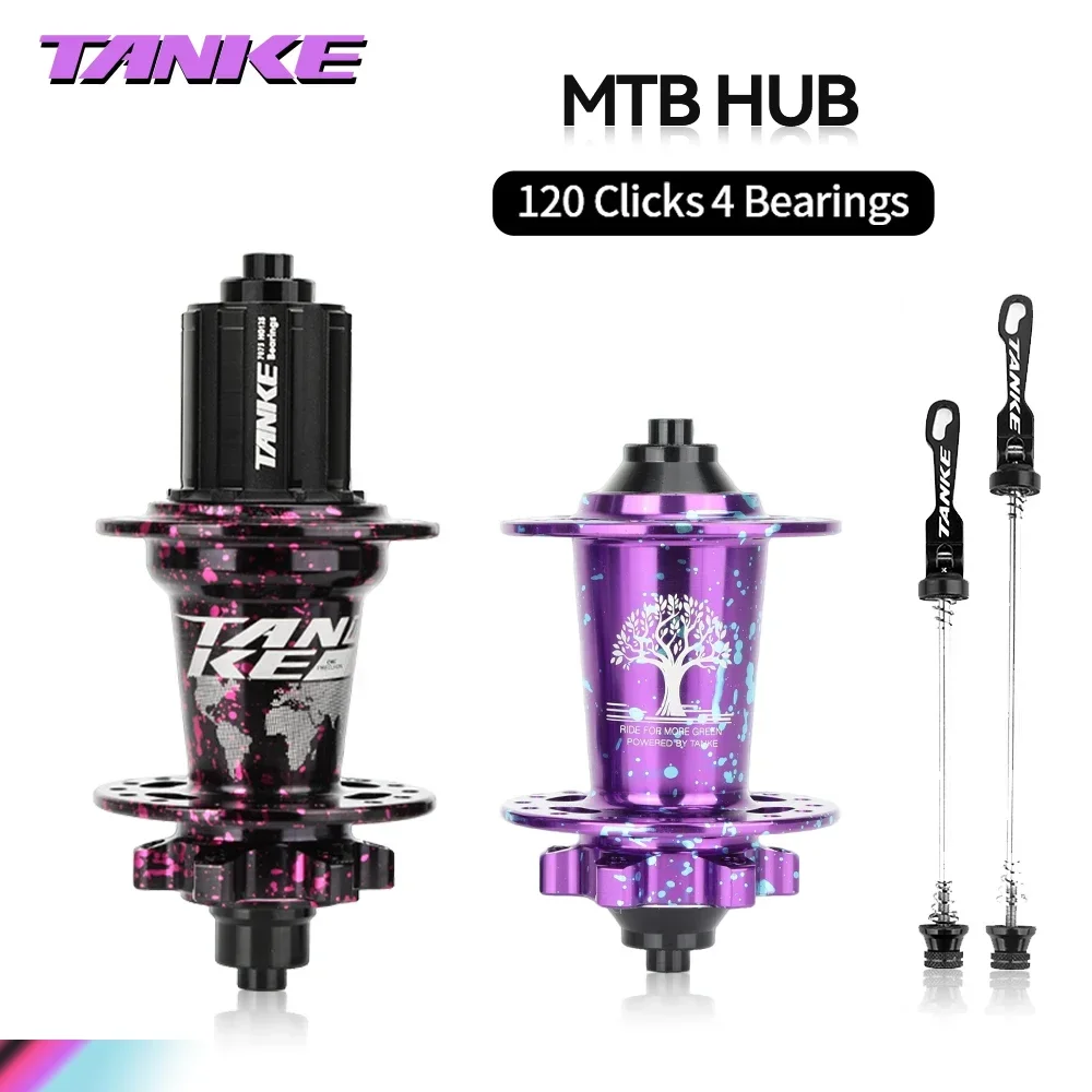 Buje de Bicicleta TANKE MTB 120 Click Hub, 6 Rodamientos, Delantero y Trasero, 32/36 Agujeros, Freno de Disco QR, Cubo de Bicicleta Silencioso, 6 Trinquetes, TH390