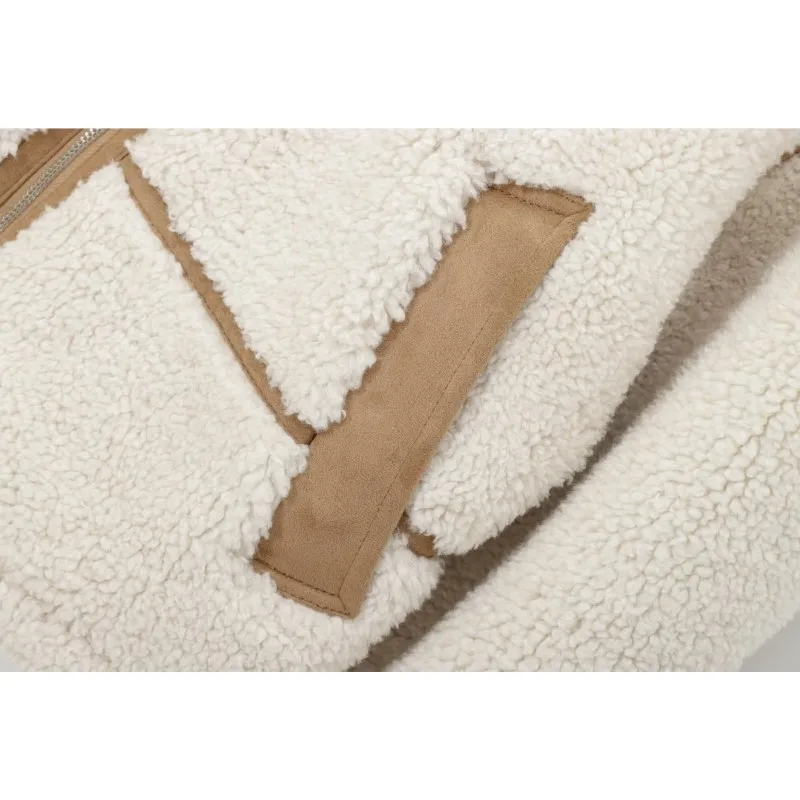 HipSeam المرأة الصوف مزدوجة الوجهين سترة الخريف سحاب أكمام طويلة بسيطة التلبيب طوق المرأة معاطف قصيرة بلوزات الإناث الموضة