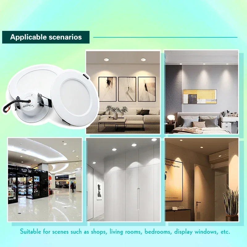 10Pcs LED Downlight AC 220V Ceiling Lamp 3W 5W 7W 9W 12W 15W Recessed Led Down light Round Panel Light Spotlight Indoor Lighting