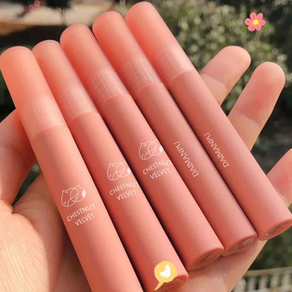 ลิปกลอสเนื้อแมทสีนู้ดลิปกลอสกันน้ำ6สีเนื้อลิปกลอสเนื้อกำมะหยี่ติดทนนานไม่ติดถ้วยเครื่องสำอางสำหรับแต่งหน้า