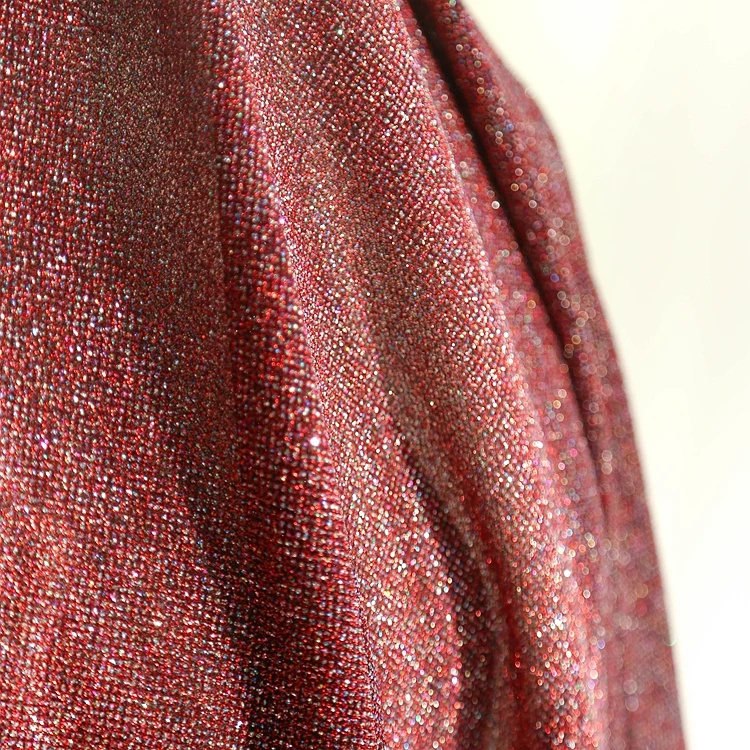 Color Powder Stretch Knit Glitter Sequin Fabric, Wedding Dress Fashion Show Costume Clothing Creative Fabric