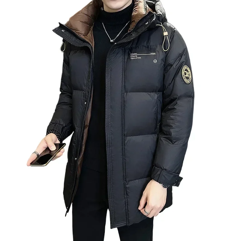 Doudoune longue à capuche pour hommes, manteau de luxe, super optique, vêtements de créateurs, hiver, nouveau, 2024