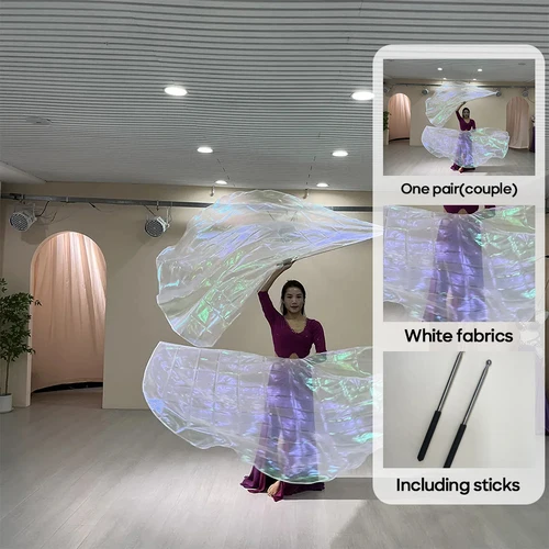 Imagen 2 del producto Banderas de danza cristiana 190 × 140 accesorios de accesorios de baile pancartas de baile rendimiento de iglesia opciones multicolores con palos