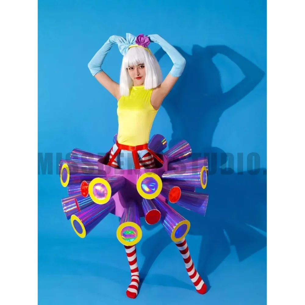 

Платье для парка развлечений, ночной клуб, Gogo Bar DS, карнавальный костюм, парадная атмосфера, милое платье-карусель с цветочным принтом, костюм для выступлений