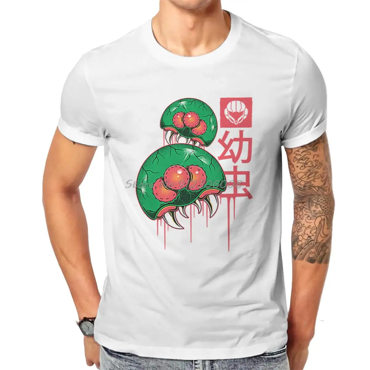 تي شيرت رجالي من The Larvas Metroid Samus Aran Game تي شيرت قطني برقبة دائرية تي شيرت مضحك عالي الجودة هدية ملابس الشارع الشهير للرجال #5