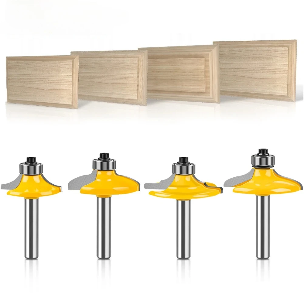 

1-4PC 8mm 12mm 1/2inch Shank Drawer Front & Cabinet Door Front Router Bit Set - woodworking cutter woodworking bits