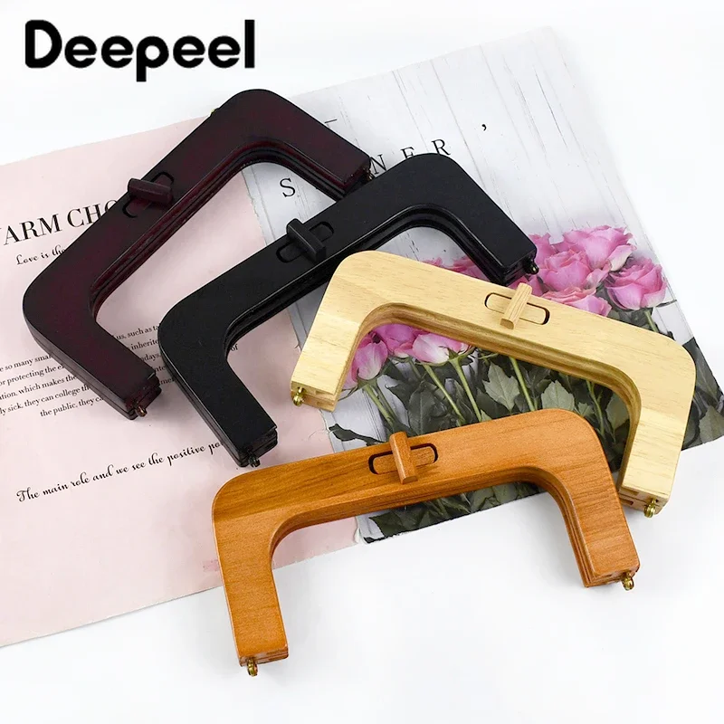 1Pc 20*9cm Fashion Solid Wooden Bags Handle Wood Turn Twist Lock Purse Frames DIY Hangbags Wallet Sewing Bracket Accessories