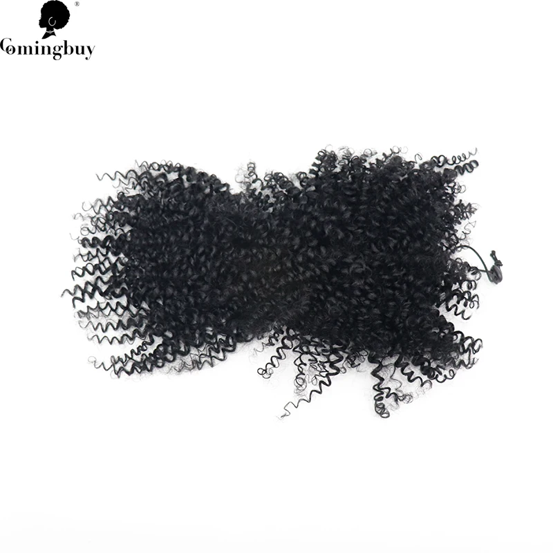 Kinky Curly Clips Human Hair Drawstring Ponytail With Bangs Brazilian Remy Human Hair Curly Ponytails For Black Women Virgin