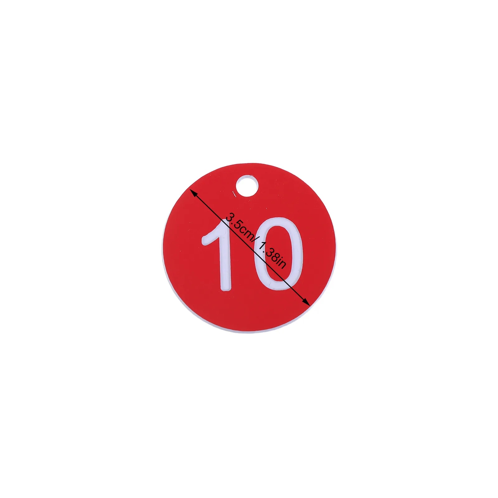 50Pcs Number Tags Plastic Key Labels Round Red Engraved Numbers Multipurpose Identification Tags for Home Office Hotel Locker
