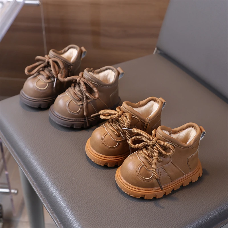 

Зимние зимние сапоги для девочек и мальчиков, уличная детская обувь, нескользящая детская повседневная обувь на мягкой подошве для малышей, ветрозащитные детские теплые плюшевые сапоги