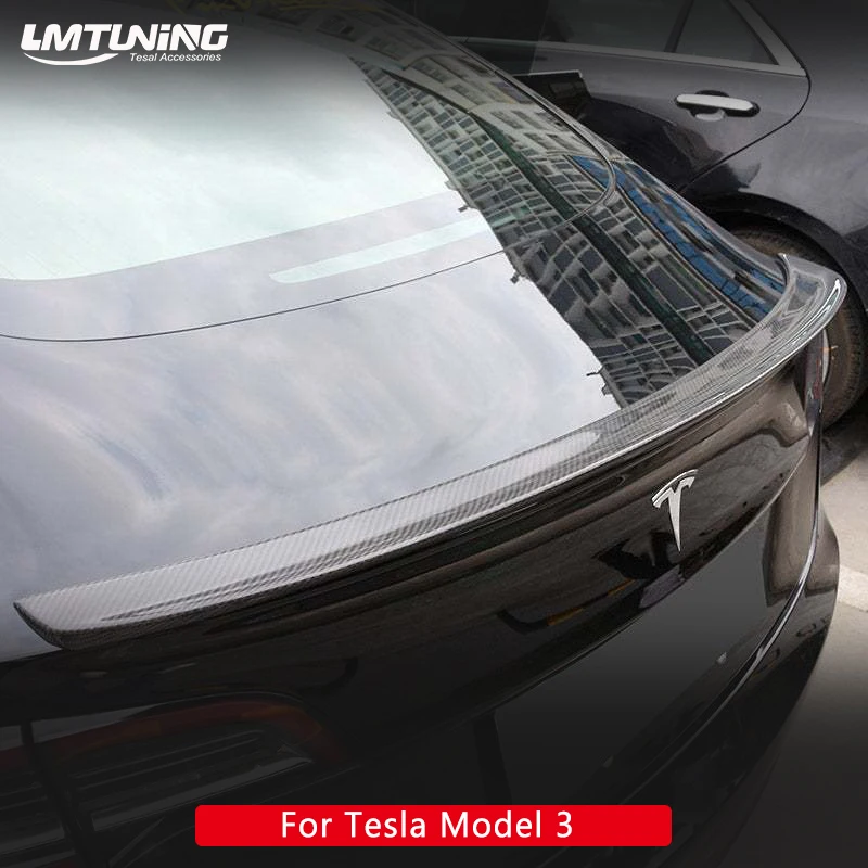 

LMTUNING Real Carbon Fiber Rear Trunk Spoiler for Tesla Model 3 2016-2021 Rear Trunk Lid Spoiler Wing Factory Outlet Original