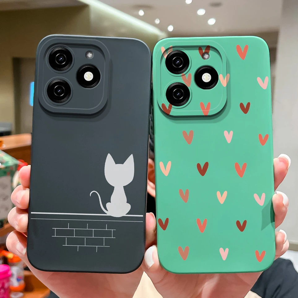 For Tecno Spark 20 20C Case Cute Cat Soft Silicone Back Cover Protective Funda For Spark20 KJ5 Carcas Spark20C BG7n Phone Coque