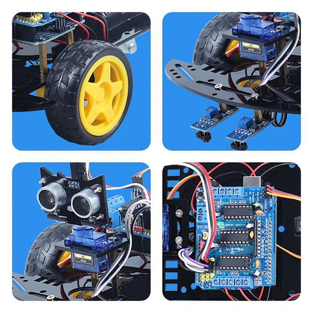 2WD 스마트 로봇 자동차 키트 L298N 모터 드라이브 추적 모듈 Arduin + o 1 용 G90 서보 초음파 범위 장애물 회피