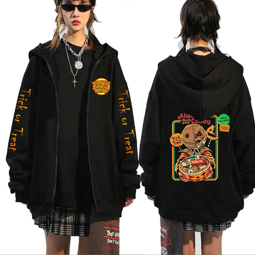 2022 Hot Fashion Trick R Treat Sam Pumpkin Halloween Sweatshirts Men Hoodie Long Sleeve Hip Hop Zipper