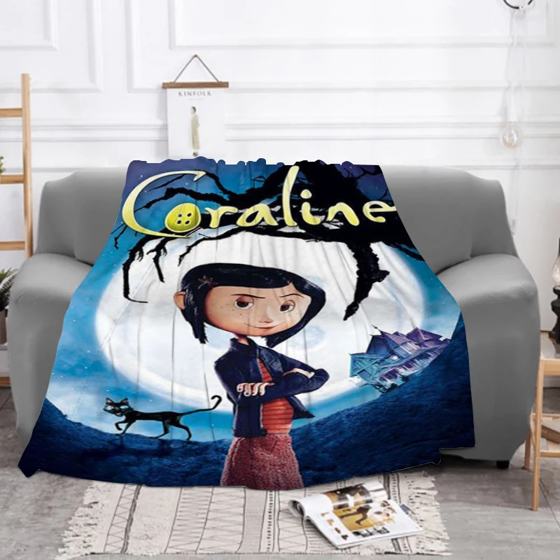 

3D Printing Movie Coraline Blanket Cartoon Fluffy Soft Blankets for Beds Bed Plaid Furry Winter Sofa Throw & Throws Baby Fleece