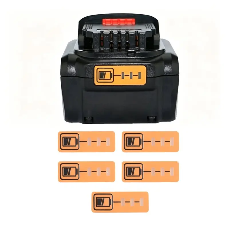T23C 10PCS Battery Capacity Key Stickers Fits For Dewalt DCB200 DCB140 For DCB182 18V 14.4V Lithium Battery Replacement